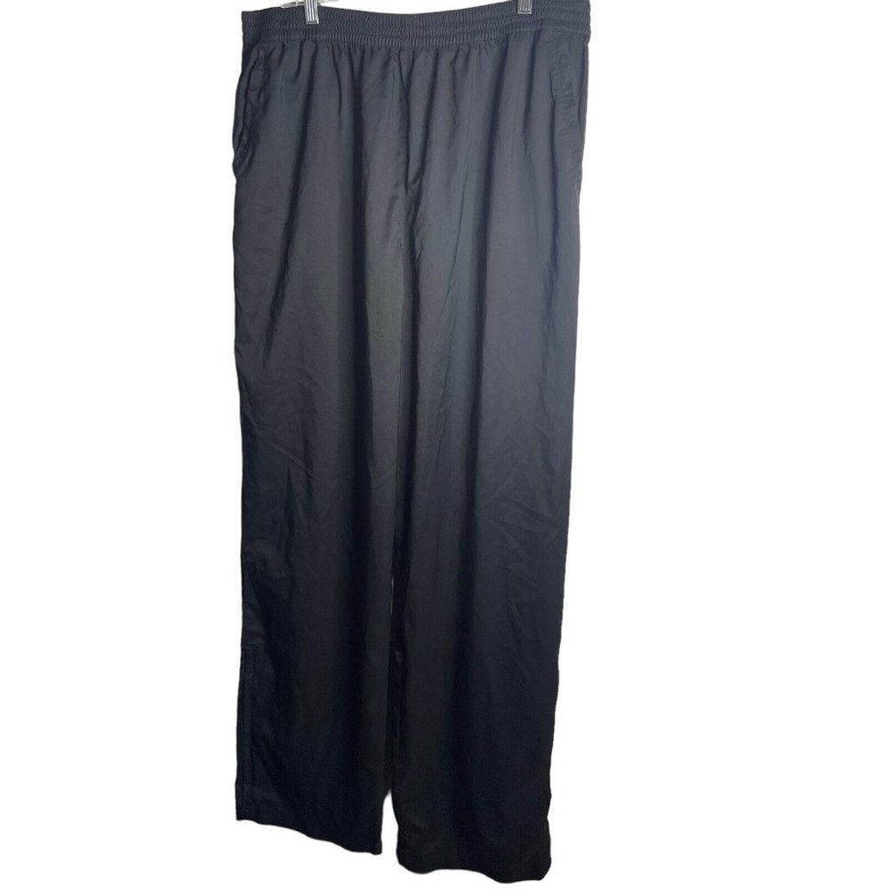 Adidas Pants Mens 2XL XXL Black Windbreaker Running Pants Reflective Ankle Zip